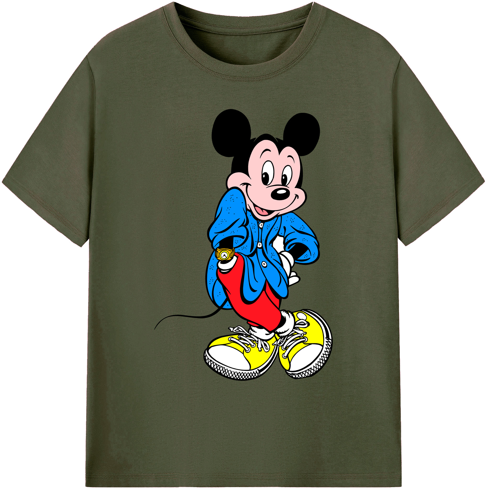 ミッキーマウス Mickey Mouse 綿100％ メンズ半袖Tシャツ｜肌触りやわらか＆通気性